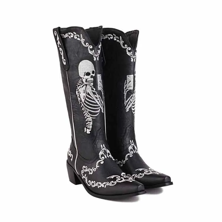 Women's Western Cowboy Boots Pull-on Mid Calf Cowgirl Boot