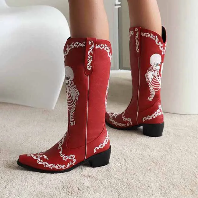 Women's Western Cowboy Boots Pull-on Mid Calf Cowgirl Boot