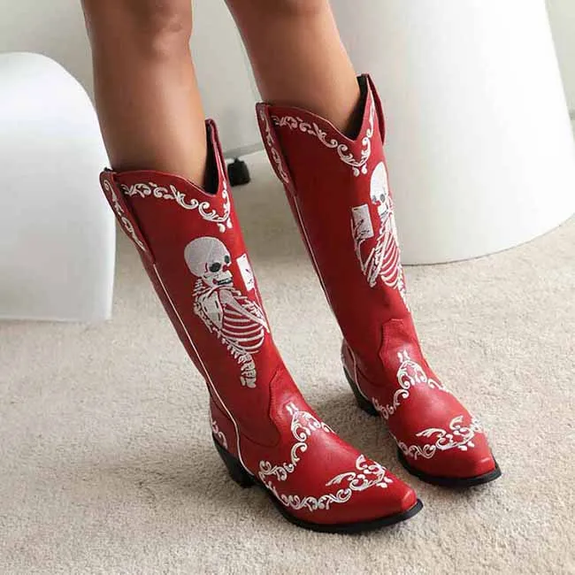 Women's Western Cowboy Boots Pull-on Mid Calf Cowgirl Boot