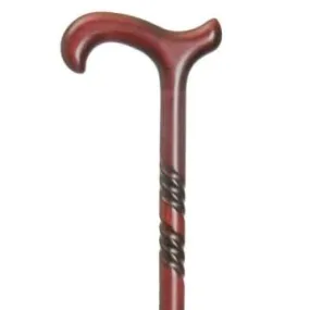 WOOD BEECH SPIRAL BURGUNDY DERBY CANE