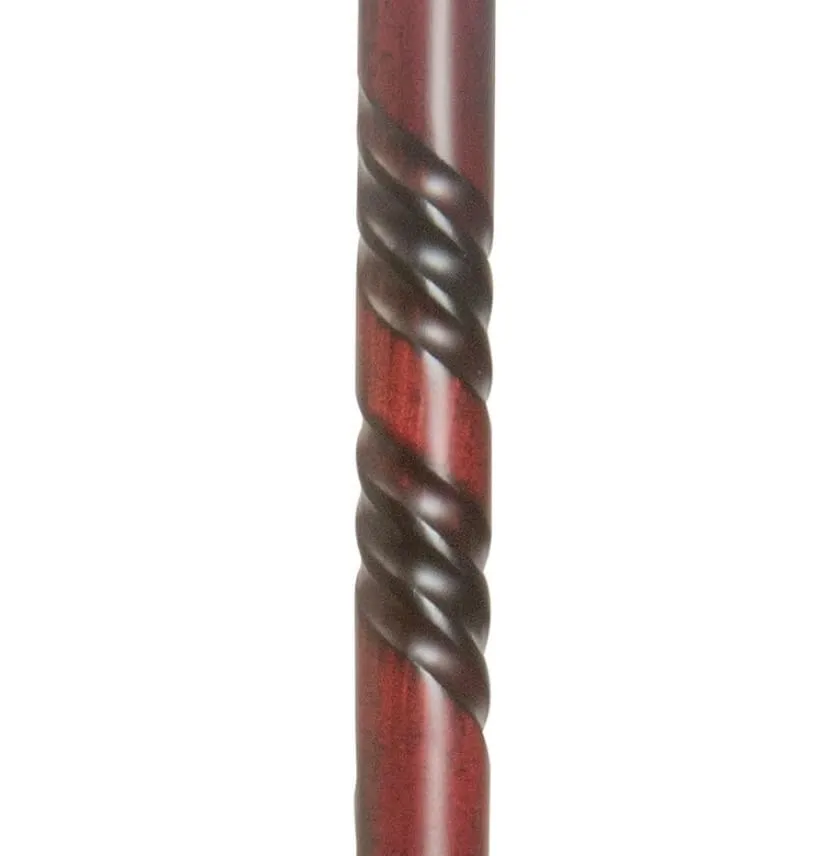 WOOD BEECH SPIRAL BURGUNDY DERBY CANE
