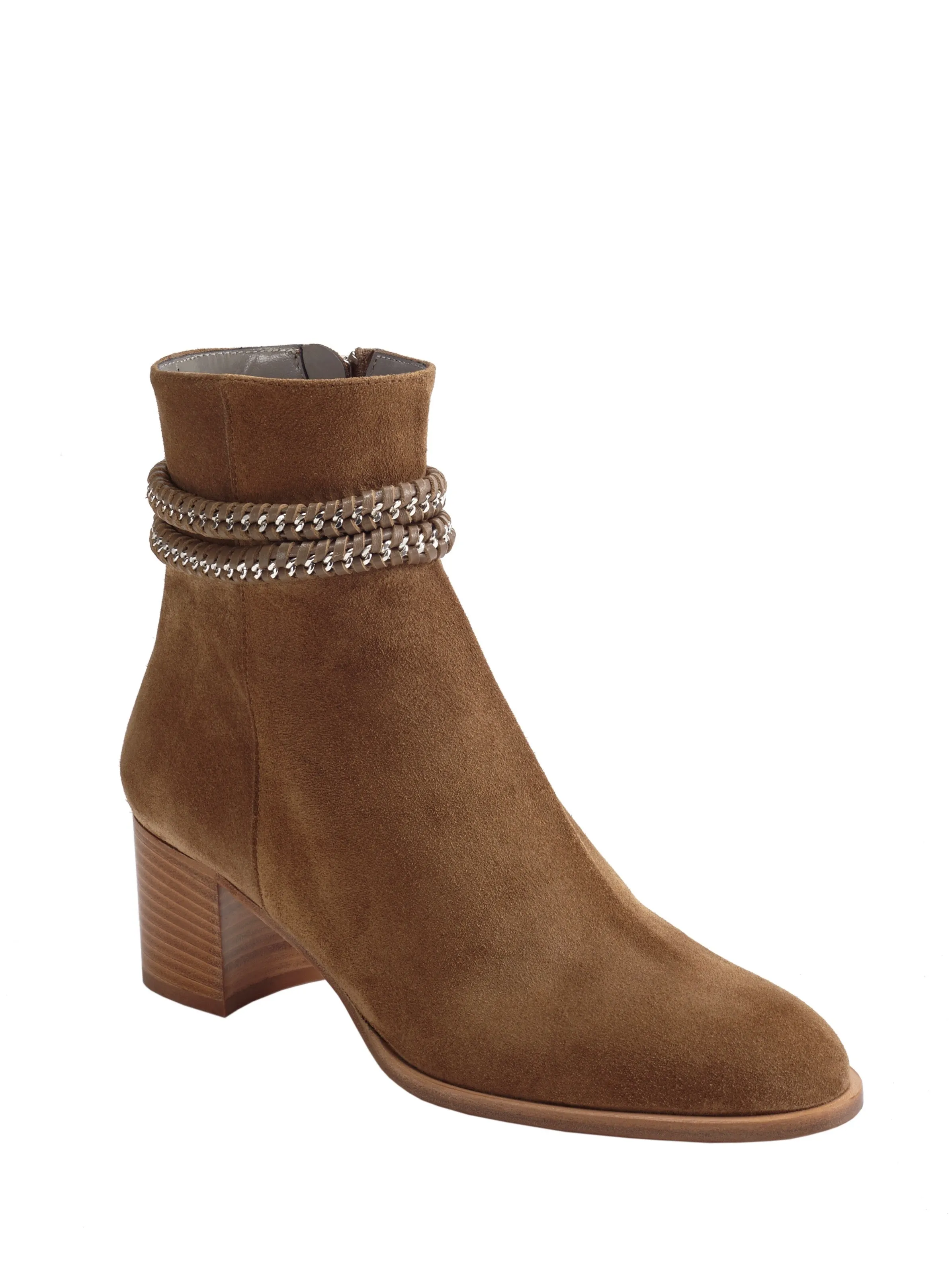 YANA CARAMEL SUEDE CHAIN BOOTIES